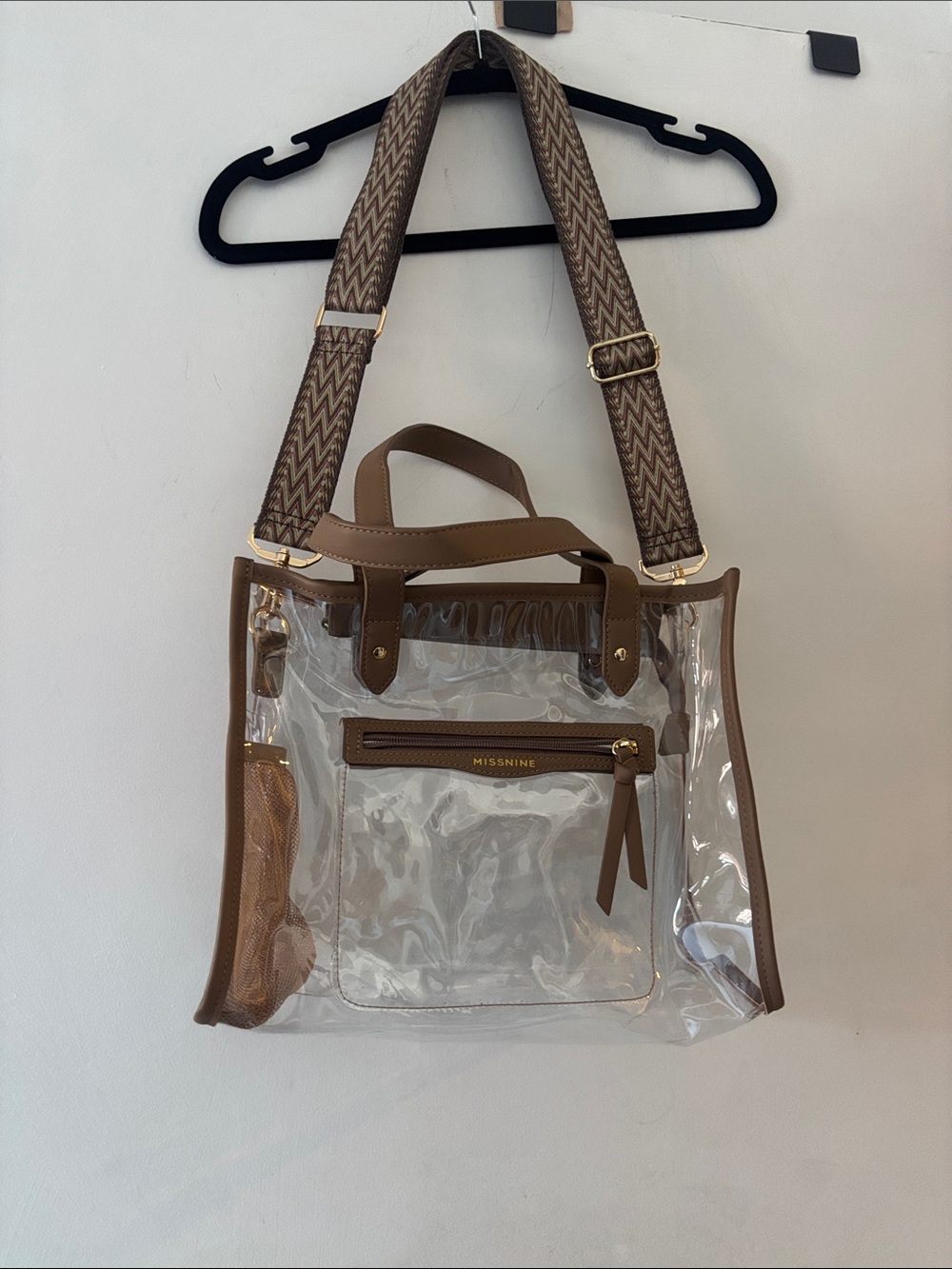 Missnine clear plastic bag tote / shoulder